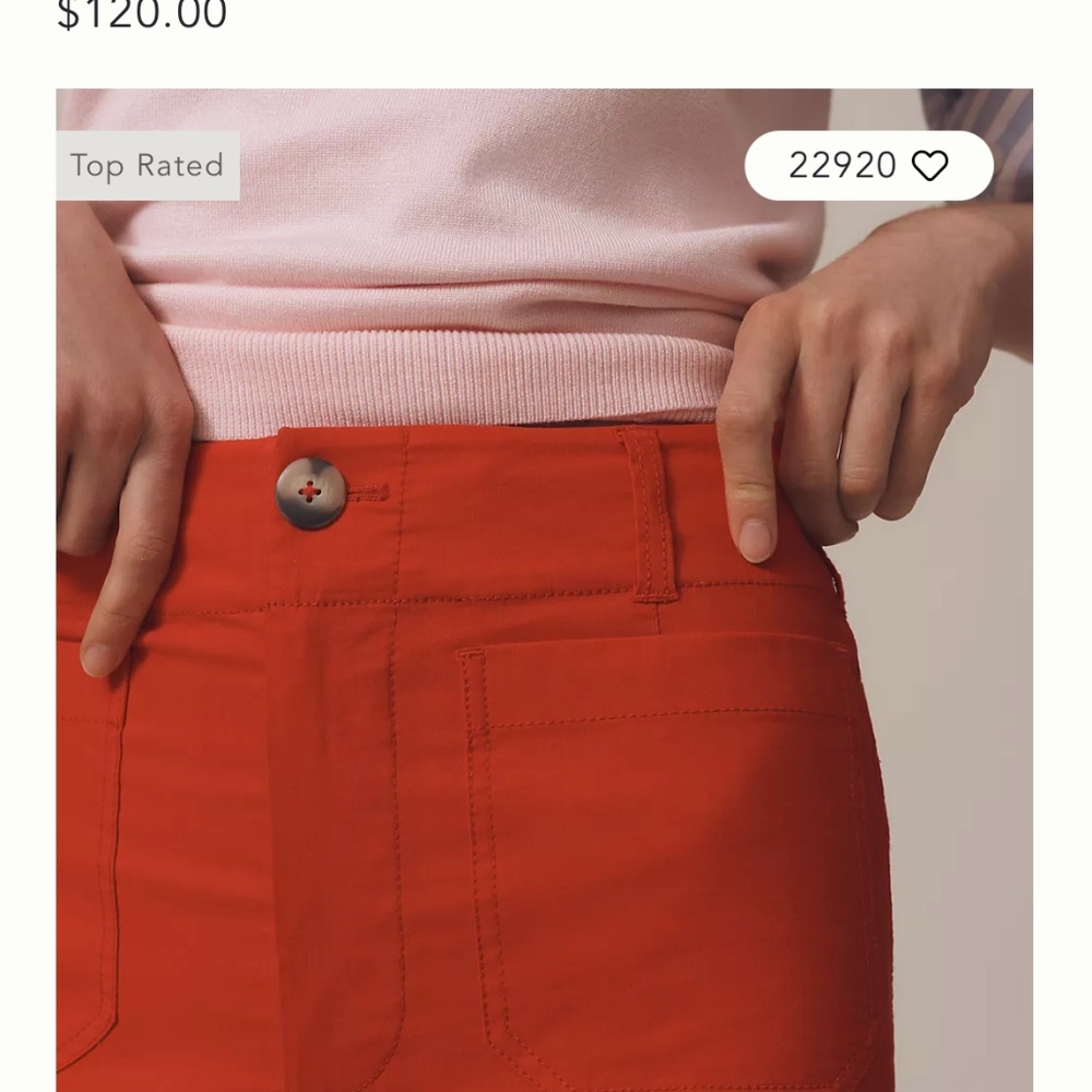 The Colette Cropped Wide-Leg Pants by Maeve NWT True Red Size 26 Standard - Picture 4 of 4
